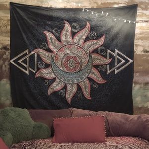 Alchemy Sun Moon Blue Boho Wall Tapestry Hippy